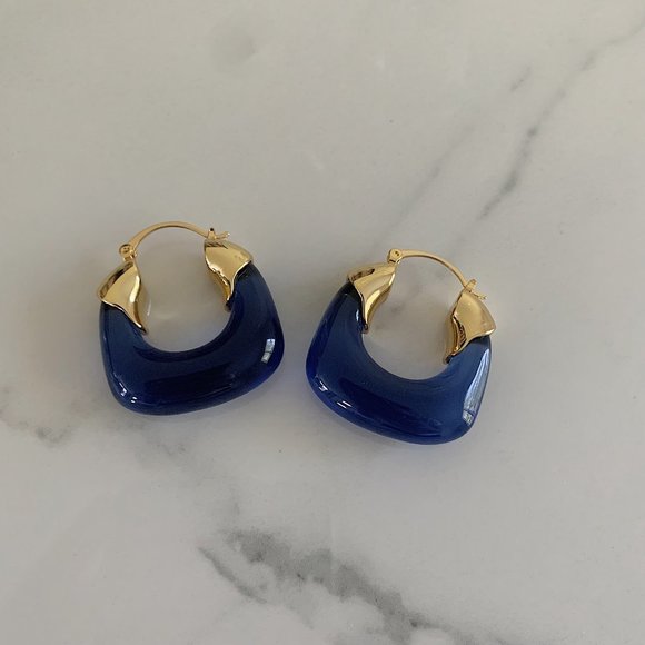 Statement Hoop Earrings, Chunky Hoop Earrings, Amber hoop Earrings - Picture 4 of 9